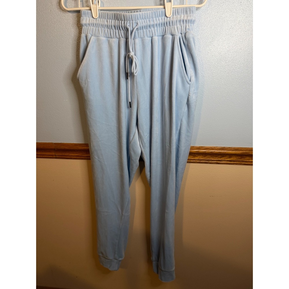 Refuge Athletics Light Blue Velour Joggers Size M Drawstring Pockets Soft Lounge